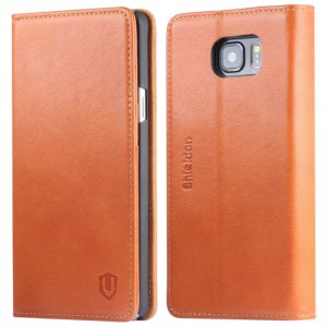 SAMSUNG Galaxy Note 5 Case, SHIELDON Genuine Leather Wallet Cases for Samsung Note 5