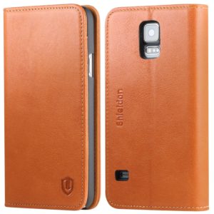 SAMSUNG Galaxy S5 Leather Case - SHIELDON Genuine Leather Wallet Case with Magnetic Closure