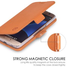 SAMSUNG Galaxy S7 Wallet Case, SAMSUNG S7 Leather Case - Brown