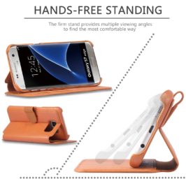 SAMSUNG Galaxy S7 Edge Leather Case, SAMSUNG S7 Edge Case - Brown