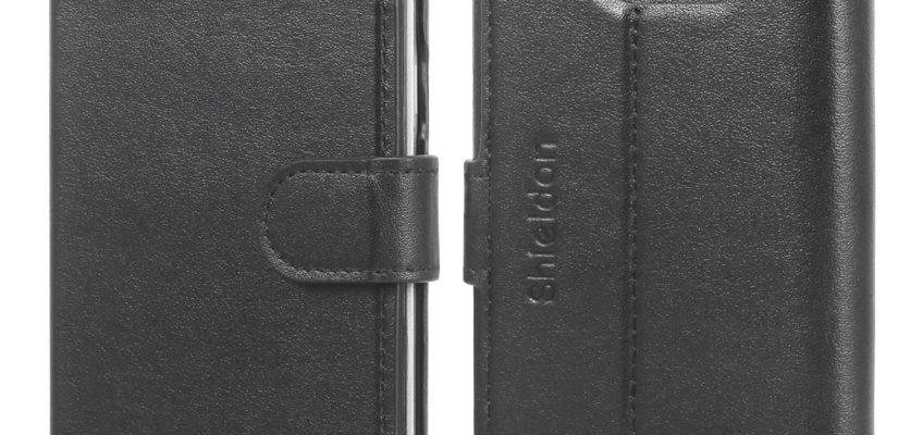 SAMSUNG Galaxy S6 Edge Plus Case, SAMSUNG S6 Edge Plus Wallet Case, SHIELDON Genuine Leather Wallet Case with Magnetic Flap for SAMSUNG Galaxy S6 Edge Plus – Slim Snap[Black]
