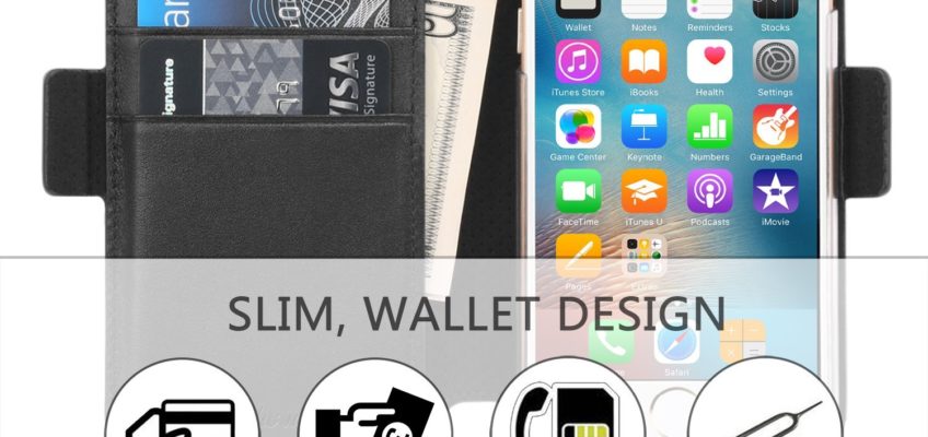 iPhone 6S Wallet Case, iPhone 6 Wallet Case, SHIELDON Genuine Leather Wallet Case with Dual Snap for iPhone 6S and iPhone 6 – Dual Snap [Black]