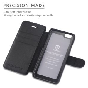 iPhone 6S Leather Case, iPhone 6 Leather Case, SHIELDON Genuine Leather Wallet Case with Magnetic Snap for iPhone 6S and iPhone 6 – Slim Snap [Black]