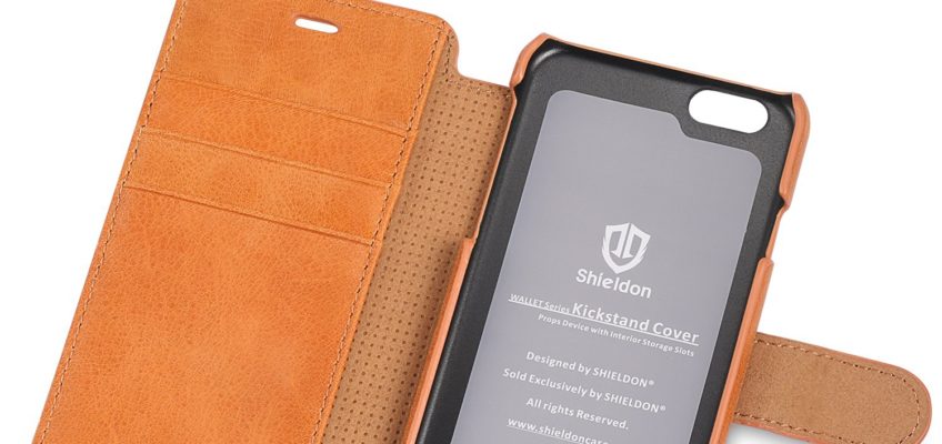 iPhone 6S Leather Case, iPhone 6 Case, SHIELDON Genuine Leather Wallet Case with Magnetic Closure for iPhone 6S and iPhone 6 – Slim Snap [Brown]