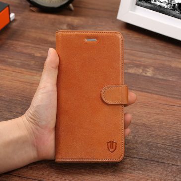 iPhone 7 Plus Wallet Case, iPhone 7 Plus Leather Case, SHIELDON Genuine Leather Wallet Case with Magnetic Clasp for Apple iPhone 7 Plus – Single Snap [Brown]