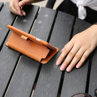iPhone 7 Plus Wallet Case – SHIELDON Genuine Leather Wallet Case – Slim Snap [Brown]